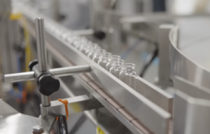 Pharmaceutical vials on the line
