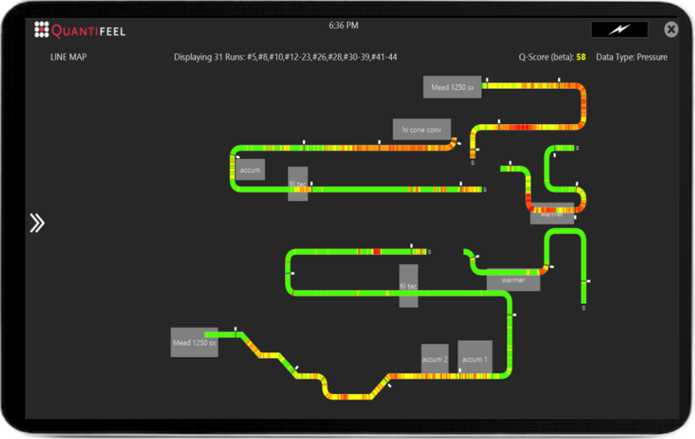 Tablet with a screenshot of a pressure and shock line map.